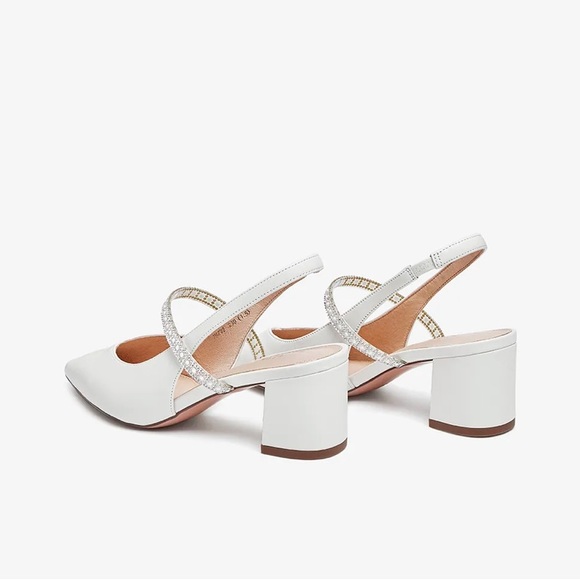 NEW BELLA TATA Pointed Toe Square Heels Slingback Shoes EU 39 Bridal Wedding - Picture 3 of 7